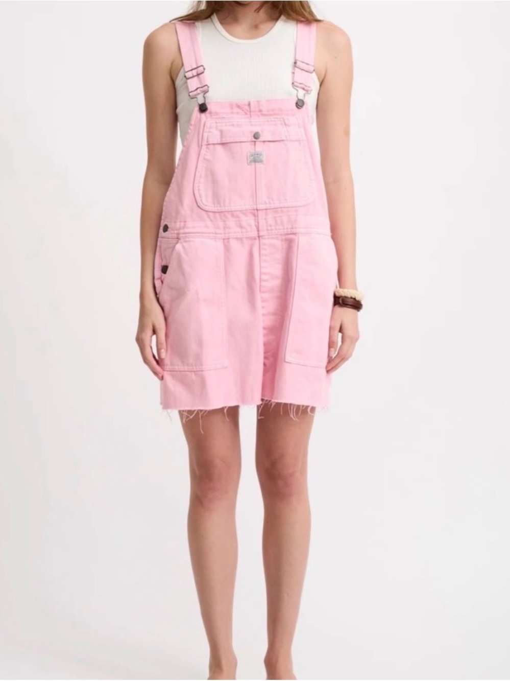 Denimist Relaxed Short Denim Overalls Size Small Orchid Pink - Picture 2 of 6